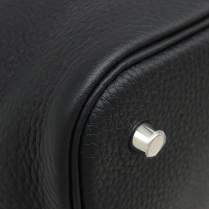 Hermes Handbag Picotin Lock MM Taurillon Clemence Black Silver Hardware Black K