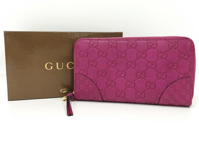 Gucci Round Zipper Long Wallet Guccissima Leather Purple 323397