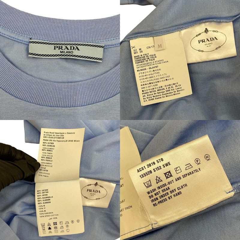 Prada Triangle Logo Motif None Cotton Short Sleeve T-Shirt Top Apparel