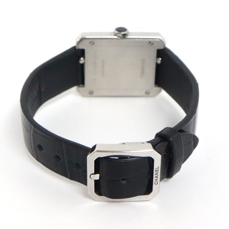 Chanel Boyfriend H6586 Black Diamond Bezel SS Leather Quartz Ladies