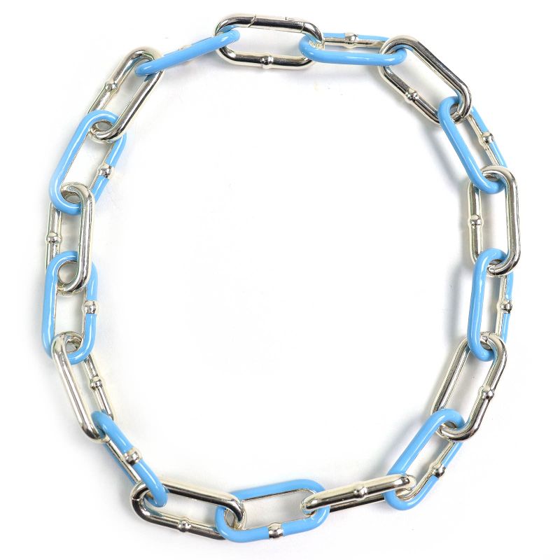 Bottega Veneta Chain Choker Necklace Ag925 Bicolor Silver Light Blue Storage
