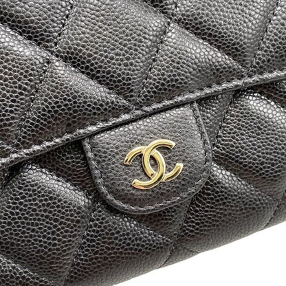 Chanel Shoulder Bag Chain Wallet Ap3876 Matelasse Caviar Skin Coco Mark Black