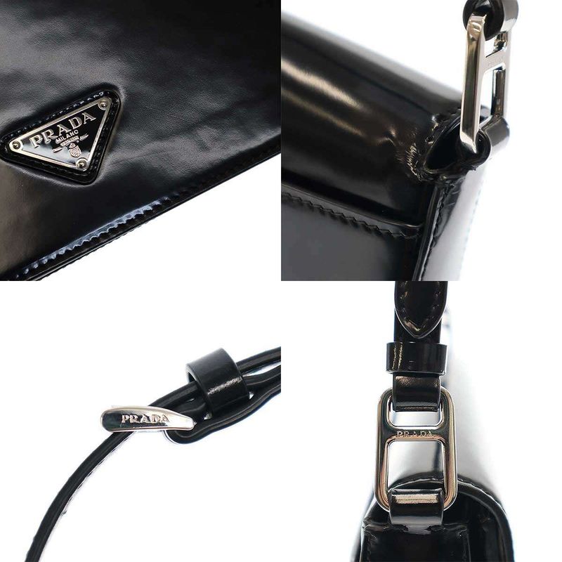 Prada Brushed Leather Shoulder Bag Black