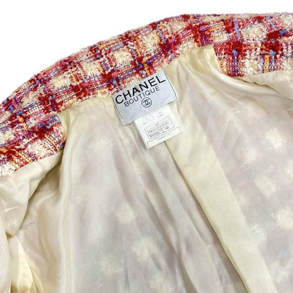 Chanel Jacket Size 40 M Ladies - P06313 Red X Ivory X Light Blue Long Sleeves /
