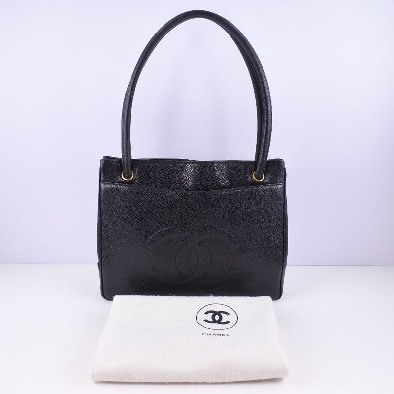 Chanel Caviar Skin Black Women's Tote Bag