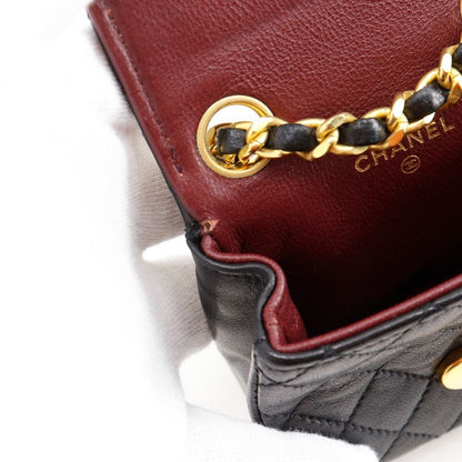 Chanel Chain Pochette Micro Matelasse Rare Vintage Lambskin Black Women's Waist
