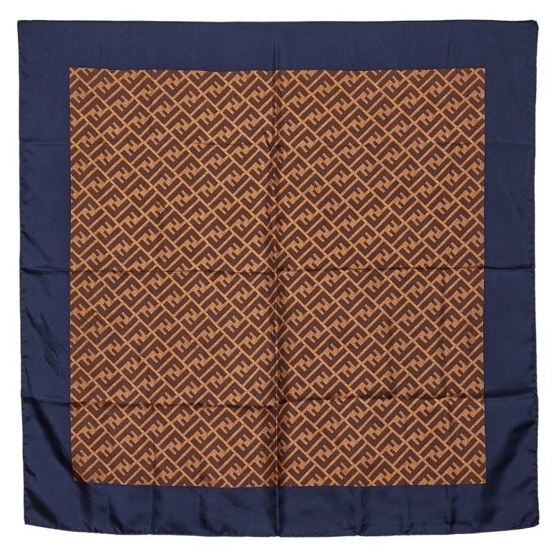 Fendi Zucca Brown Navy Silk Women's Fendi