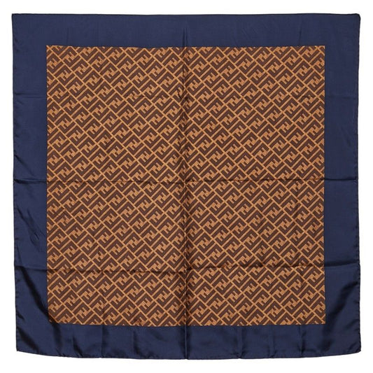 Fendi Zucca Brown Navy Silk Women's Fendi