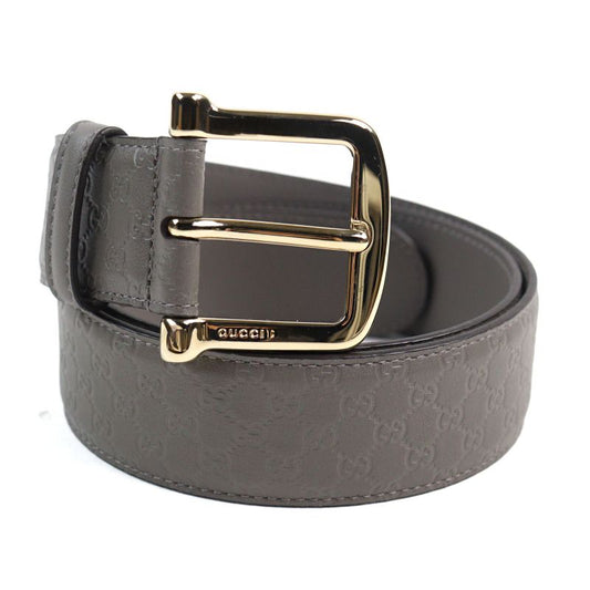 Gucci 281548 Leather Micro Guccissima Logo Engraved Belt Gray Gold Hardware