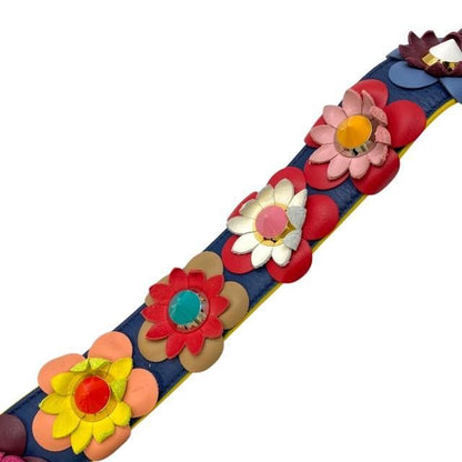 Fendi Strap You Long Shoulder Strap Bag Accessories Flower Motif Studs Leather