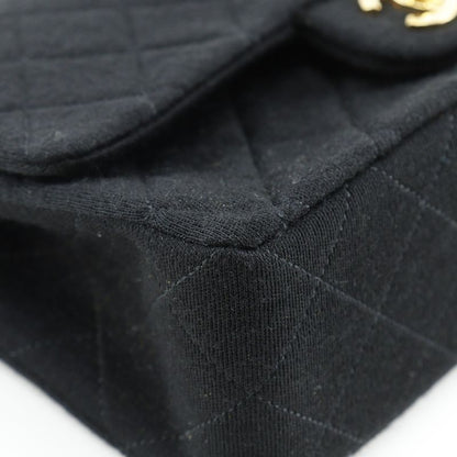 Chanel Chain Shoulder Matelasse Double Flap Jersey Black Women's Shoulder Bag