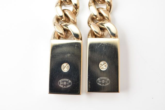 Chanel Earrings Chanel Swing Earrings CC Mark Coco Rhinestone Chien Pan Gold