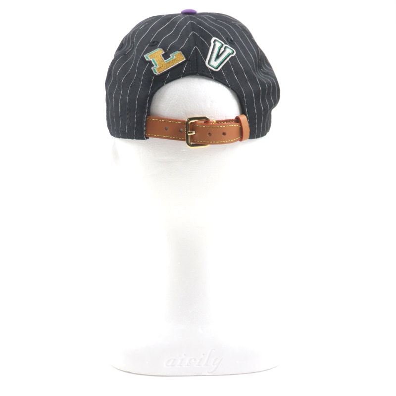 Louis Vuitton Mp3407 Casket Croco Malletier Hat Baseball Cap Black Purple Gold