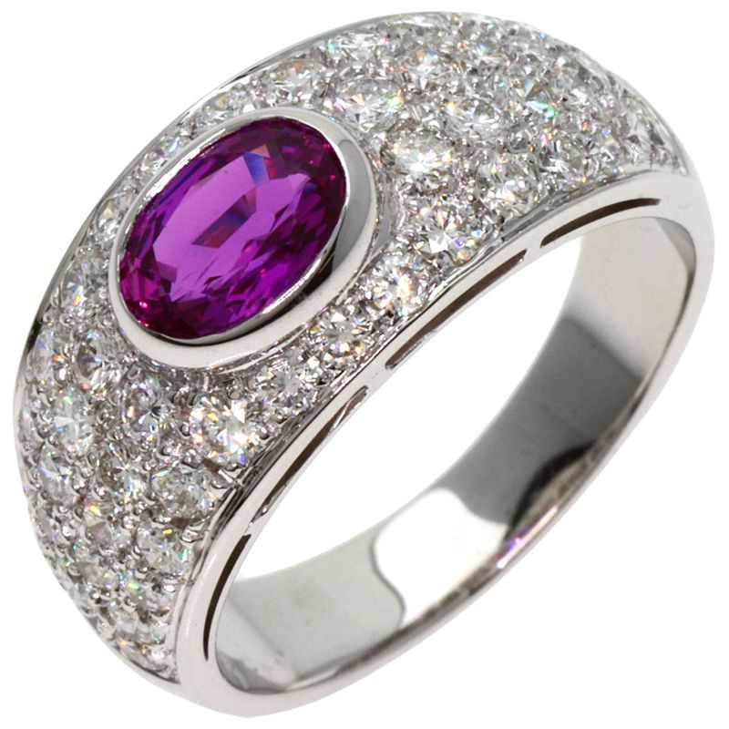 Bvlgari Bulgari Pink Sapphire Pavé Diamond Ring And Ring 18K White Gold Ladies