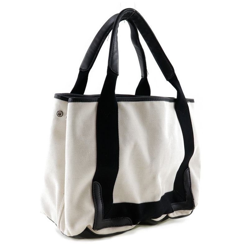 Balenciaga Cabas S Tote Canvas White/black Women's Handbag