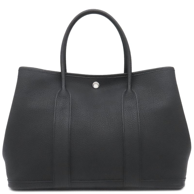 Hermes Tote Bag Garden Party PM Negonda Black Silver Hardware Black Engraved Z