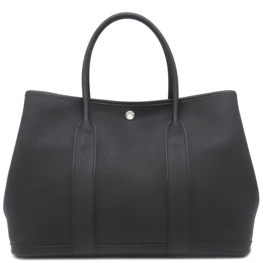 Hermes Tote Bag Garden Party PM Negonda Black Silver Hardware Black Engraved Z