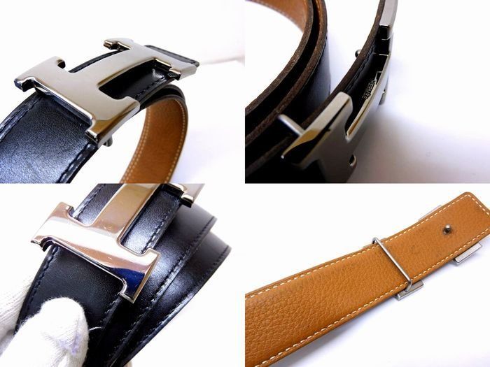Hermes Belt - 90cm (3543in) Constance H Buckle Gunmetal×black×brown □J Engraved