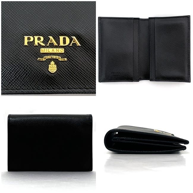 Prada Business Card Case Black NERO Excellent Condition Saffiano Leather