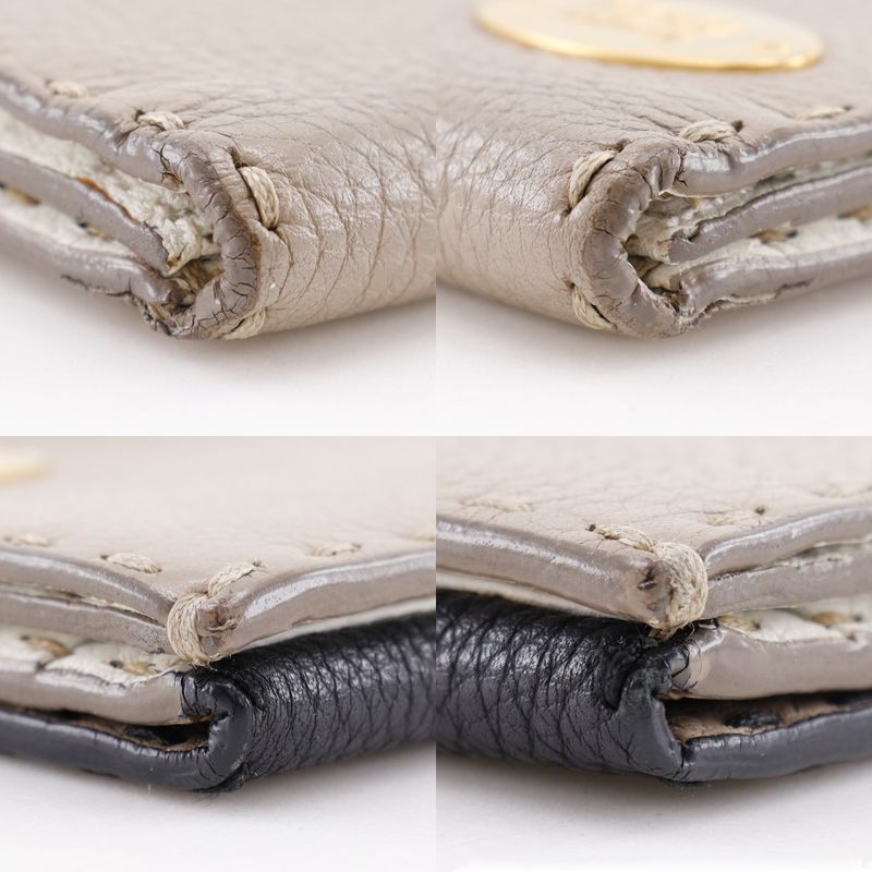 Fendi Selleria W Hook Bi-fold 8m0144 Leather Gray Ladies Long Wallet