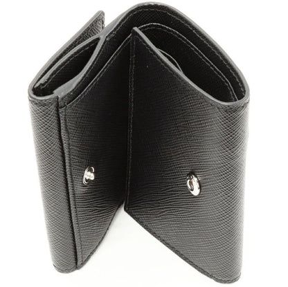 Prada Saffiano Triangle Compact Wallet Leather Black 2mh042_qhh_f0002