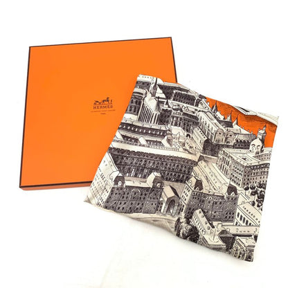 Hermes Carre 90 Regarde Paris Viewing Paris Scarf Orange