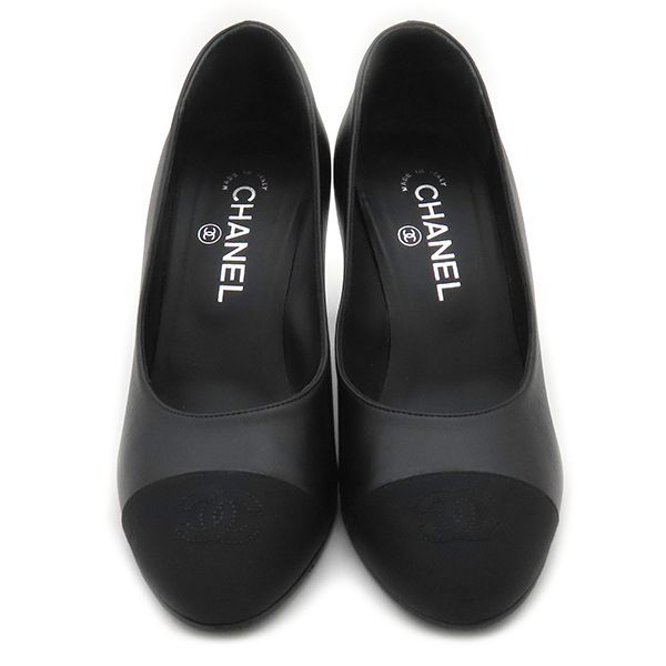 Chanel Pumps Coco Mark Matelasse Heels Leather Black 38c Black G40154 [box