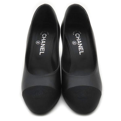 Chanel Pumps Coco Mark Matelasse Heels Leather Black 38c Black G40154 [box
