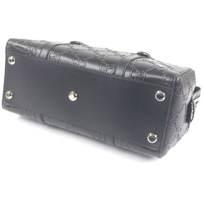 Gucci 625774 Leather GG Embossed Tote Bag Briefcase Business Bag Black Storage