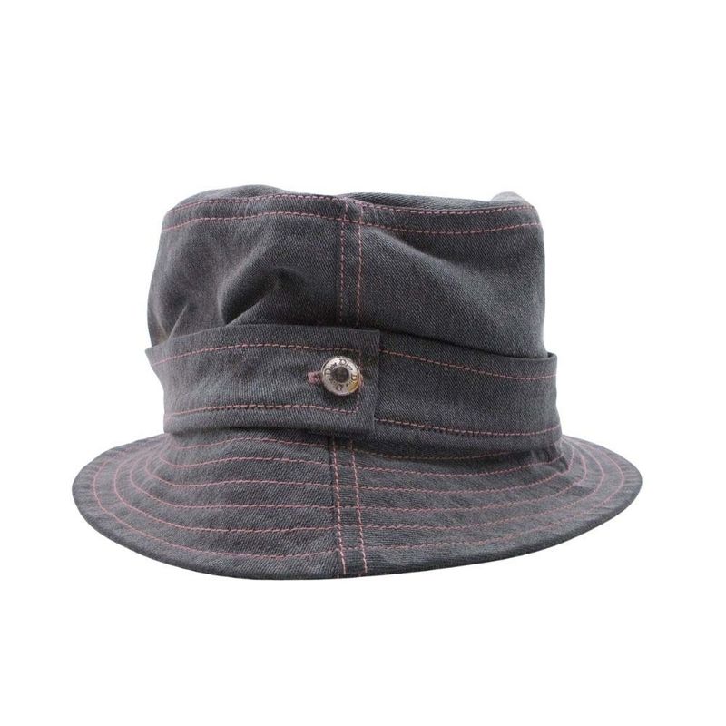 Good Christian Dior Pink Stitch Denim Bucket Hat Brim Hat 58 Gray Ladies Old