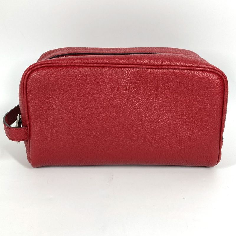 Fendi Second Bag Logo 7as378 Leather Red