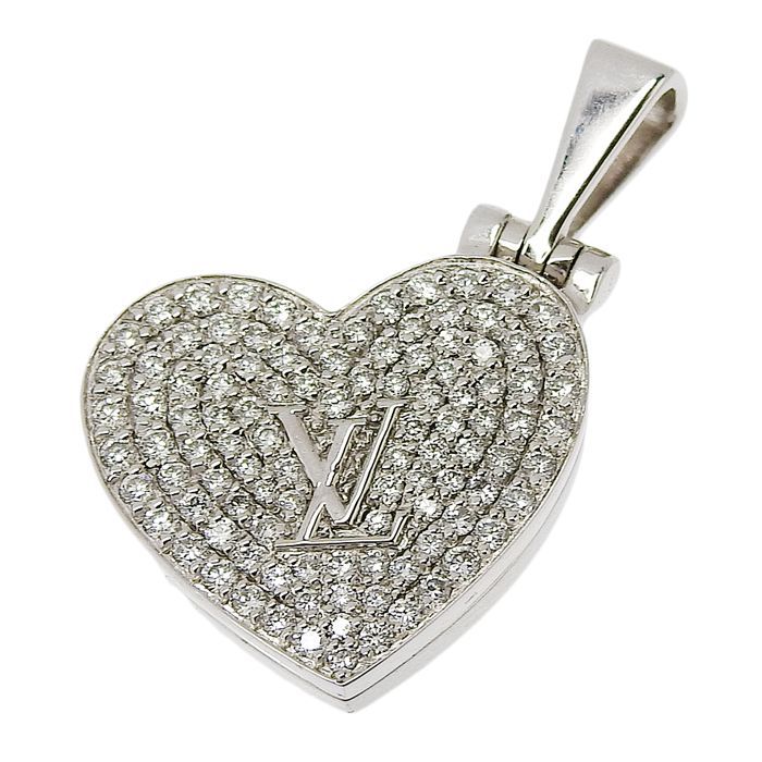 Louis Vuitton Pendentif Cool Heart Locket Top 18K White Gold 750 White Gold