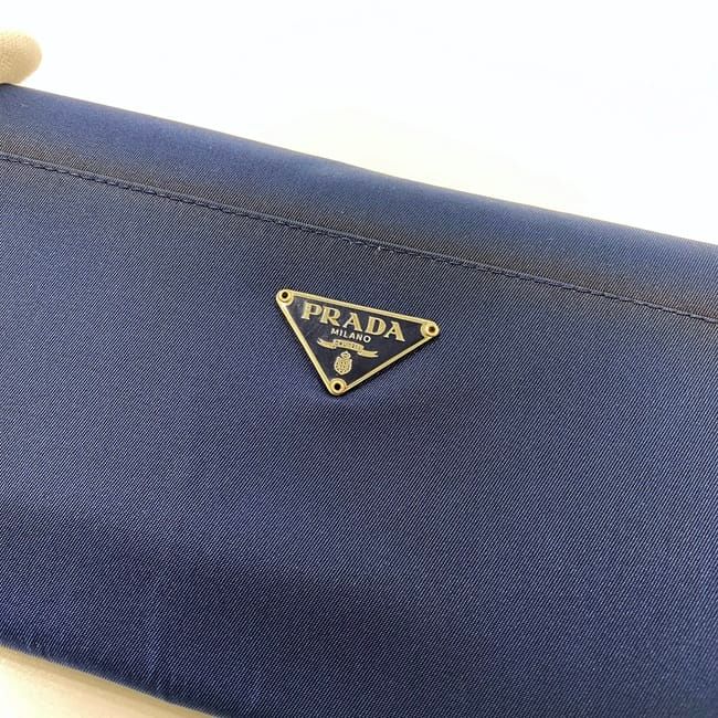Prada Bifold Long Wallet Navy Blue Tessuto Wallet Nylon Preowned