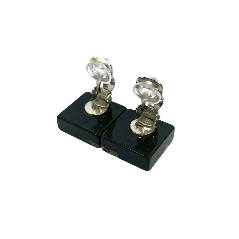 Chanel Coco Mark Rhinestone Square Earrings Ear Cuff Accessory 06P