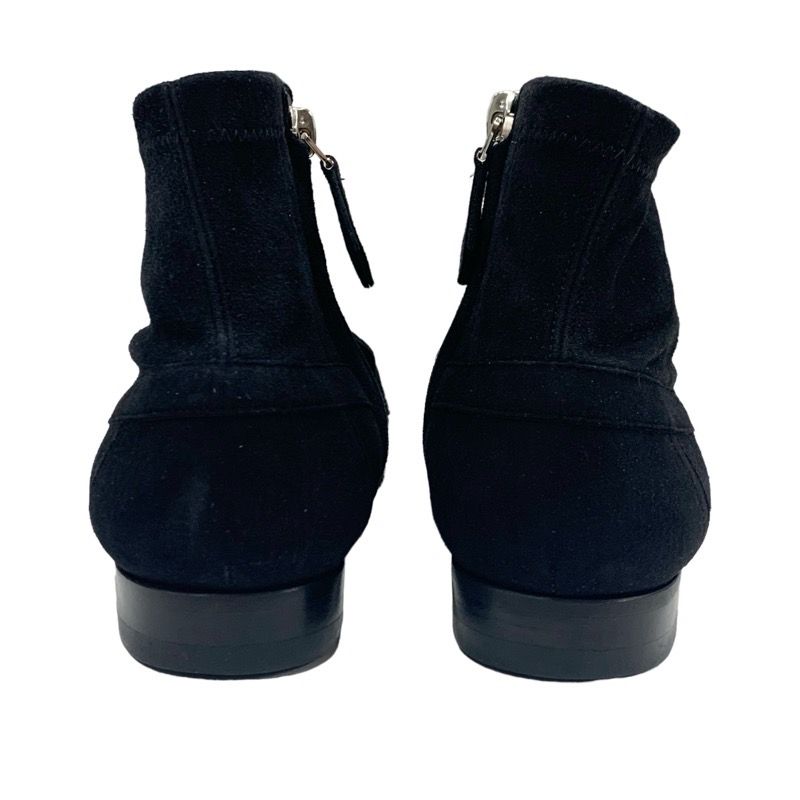 Hermes Saint Honore Boots Short Boots Shoes Suede Black Silver Constance