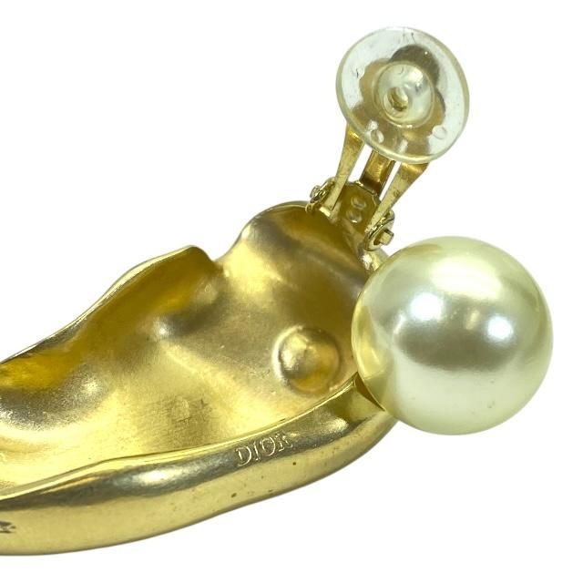 Christian DIOR Ear Cuff Earrings Pearl GP Gold White One Ear