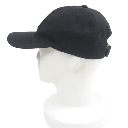 Gucci 576253 GG Canvas Logo Patch Baseball Cap Hat Black M/58cm (22.83in) Made