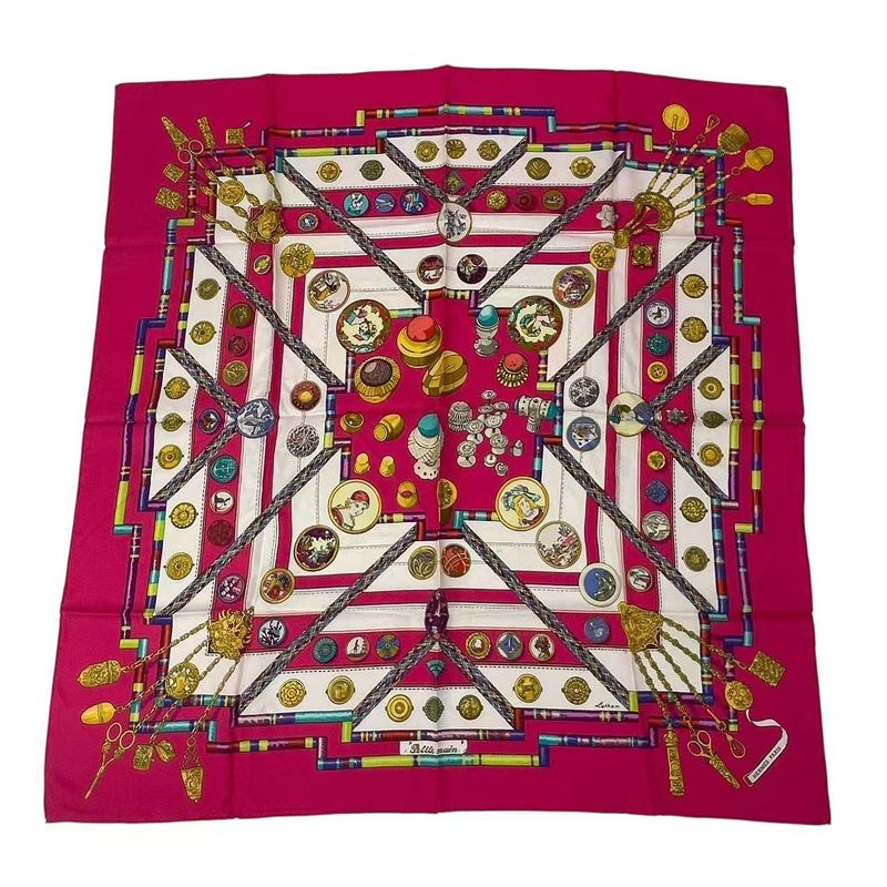 Hermes Scarf Silk Carre 90 Petie Main Seamstress Pink