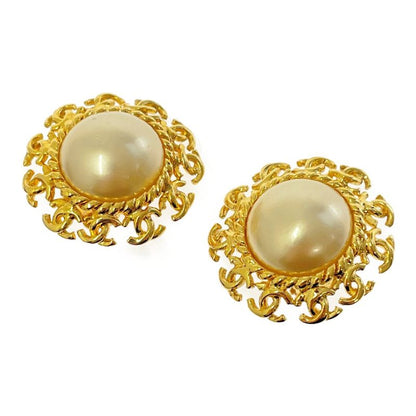 Chanel GP Faux Pearl 95a Coco Mark Earrings Gold 412394 Earrings