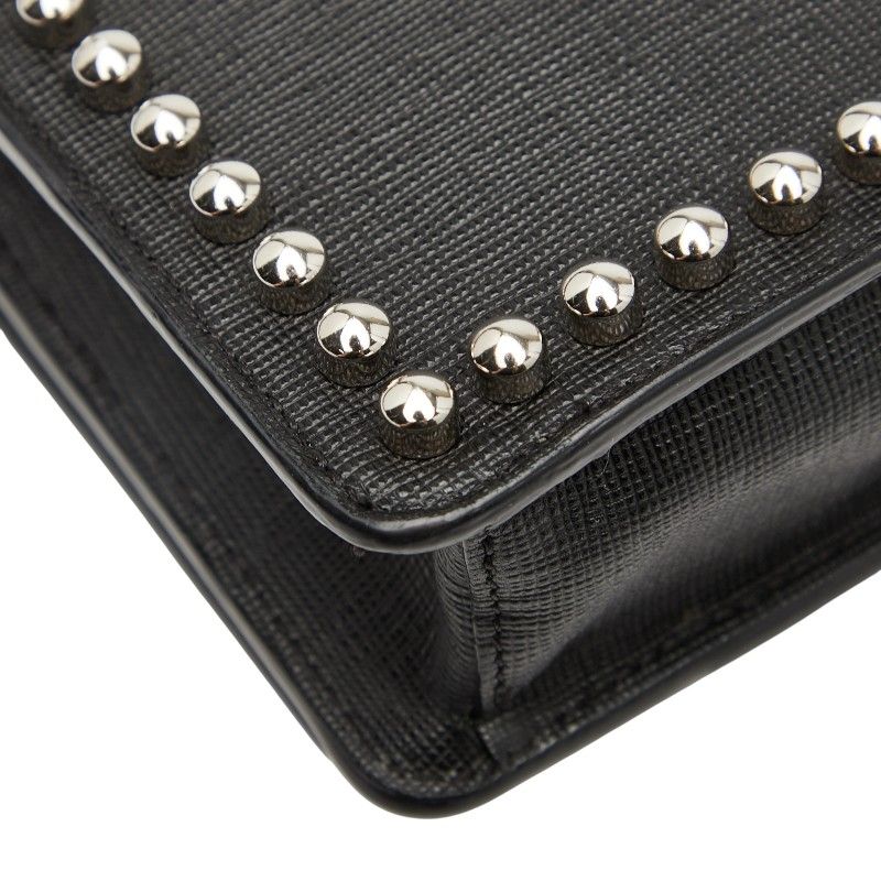 Fendi Carlito Studded Chain Shoulder Bag Wallet Bag 8m0346 Black Leather Women