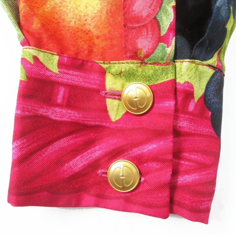 Gucci Vintage 1994 Tom Ford Period 100% Silk With Gold Buttons Fruit Print