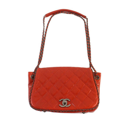 Chanel Matelasse Chain Shoulder Red Bag Coco Mark Vintage Silver