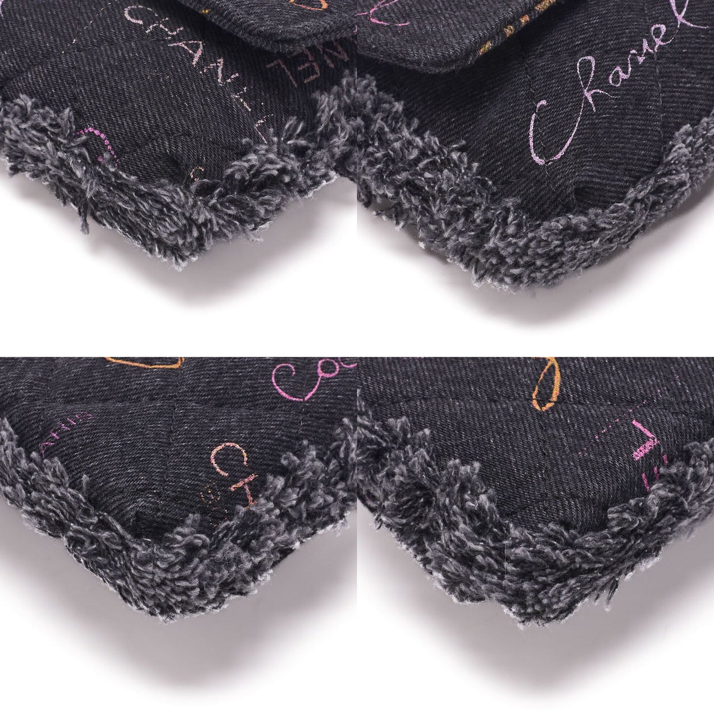 Chanel Shoulder Bag Mini Matelasse Denim Black Single Flap (gold Hardware)