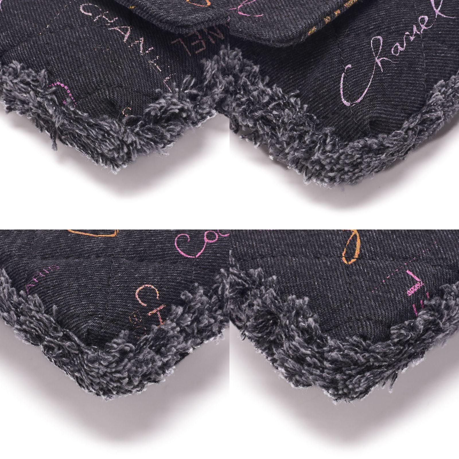 Chanel Shoulder Bag Mini Matelasse Denim Black Single Flap (gold Hardware)