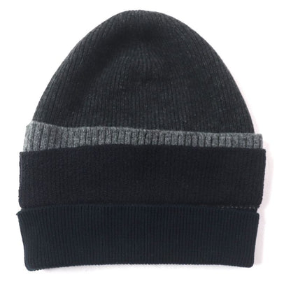 Louis Vuitton Cashmere Wool LV Logo Embroidered Knit Cap Gray Black Navy M