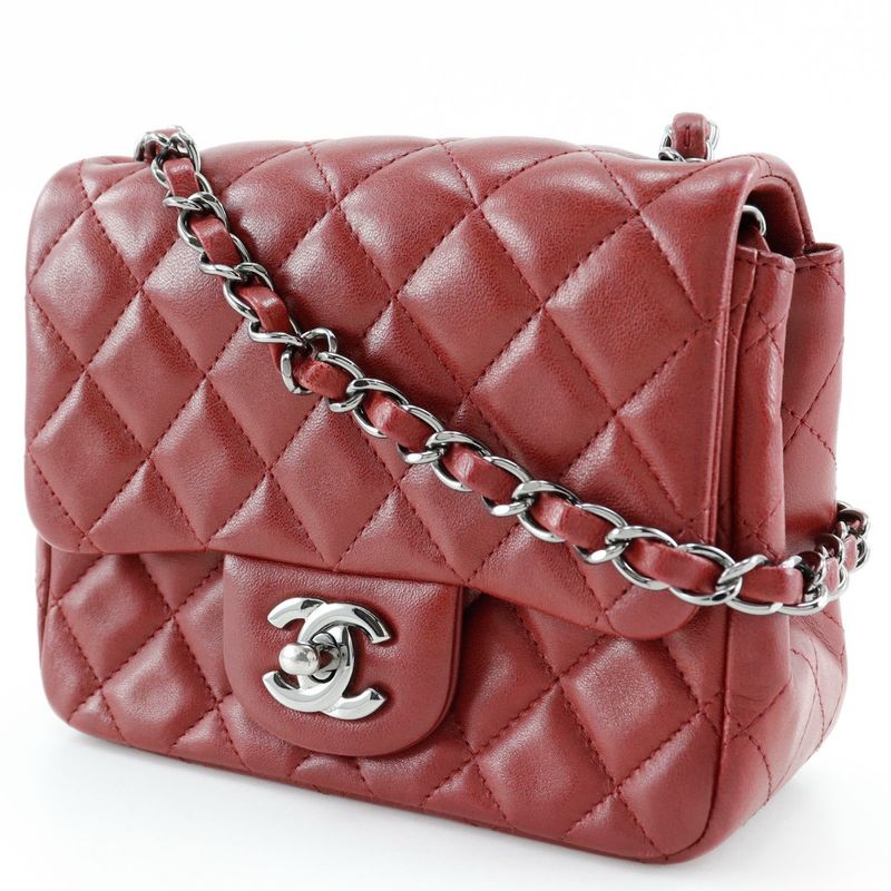 Chanel Mini Chain Shoulder Matelasse Lambskin Red Ladies Shoulder Bag