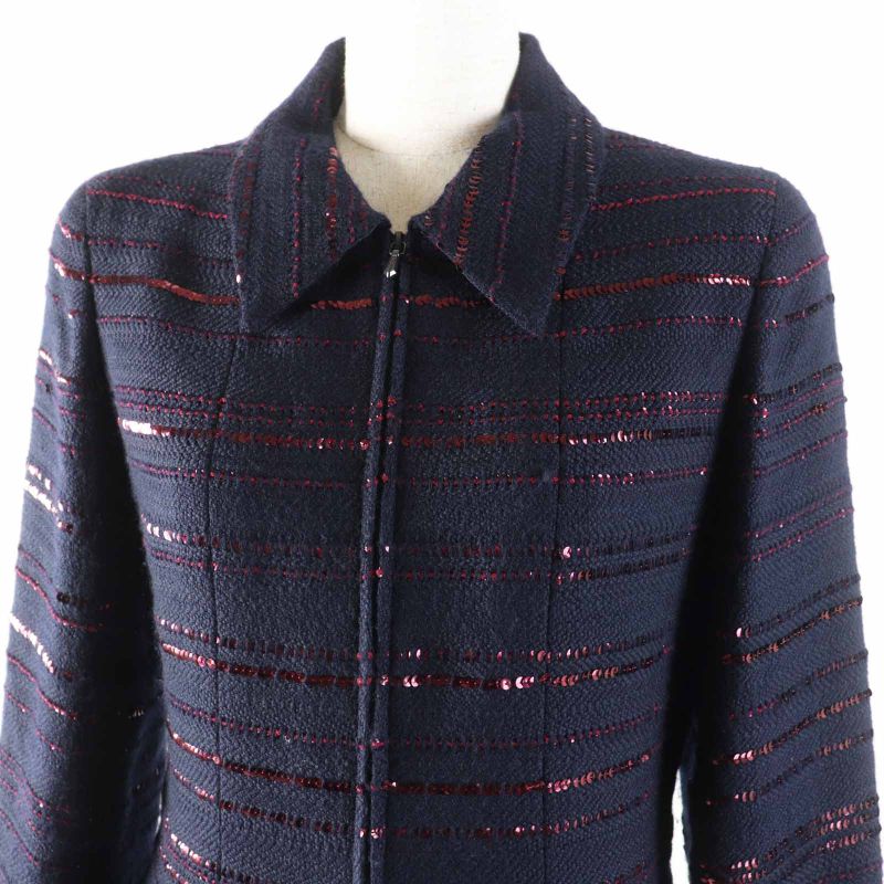 CHANEL 00A P16208 Wool PVC Sequined Tweed Setup With Coco Mark On Left Cuff