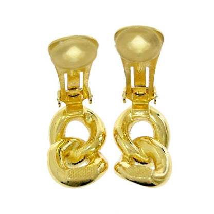Christian Dior GP Rhinestone Earrings Gold Black 418365 Earrings