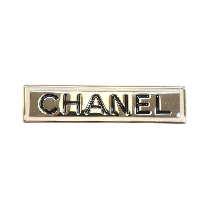 Chanel 21aw Logo Plate Brooch B21 B Gold Type