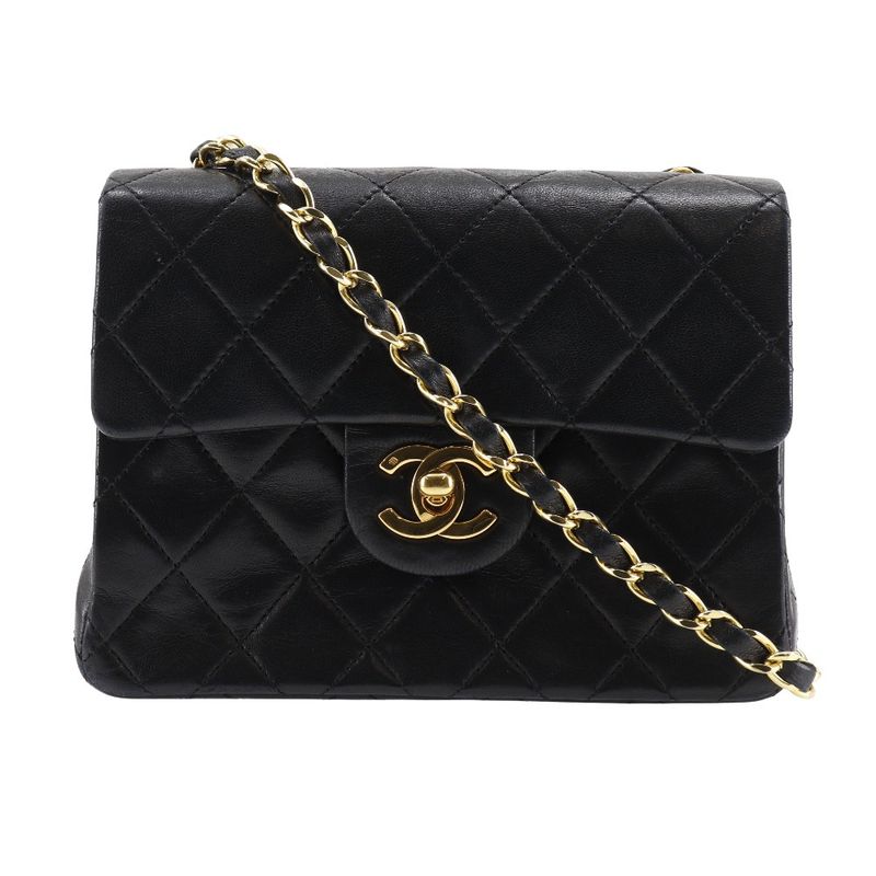 Chanel Mini Chain Shoulder Matelasse Lambskin Black Ladies Shoulder Bag